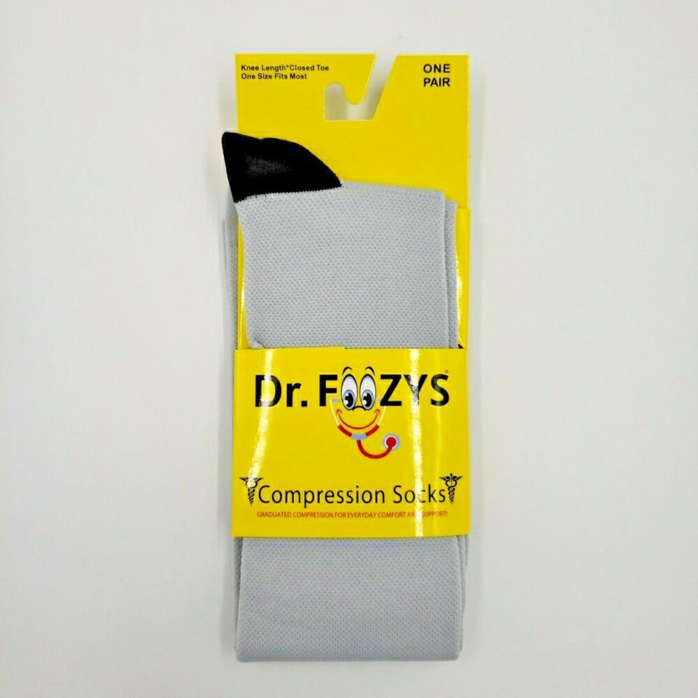 Gray Compression Socks Airline Travel Comfort Sports Knee High Socks Foozys OS